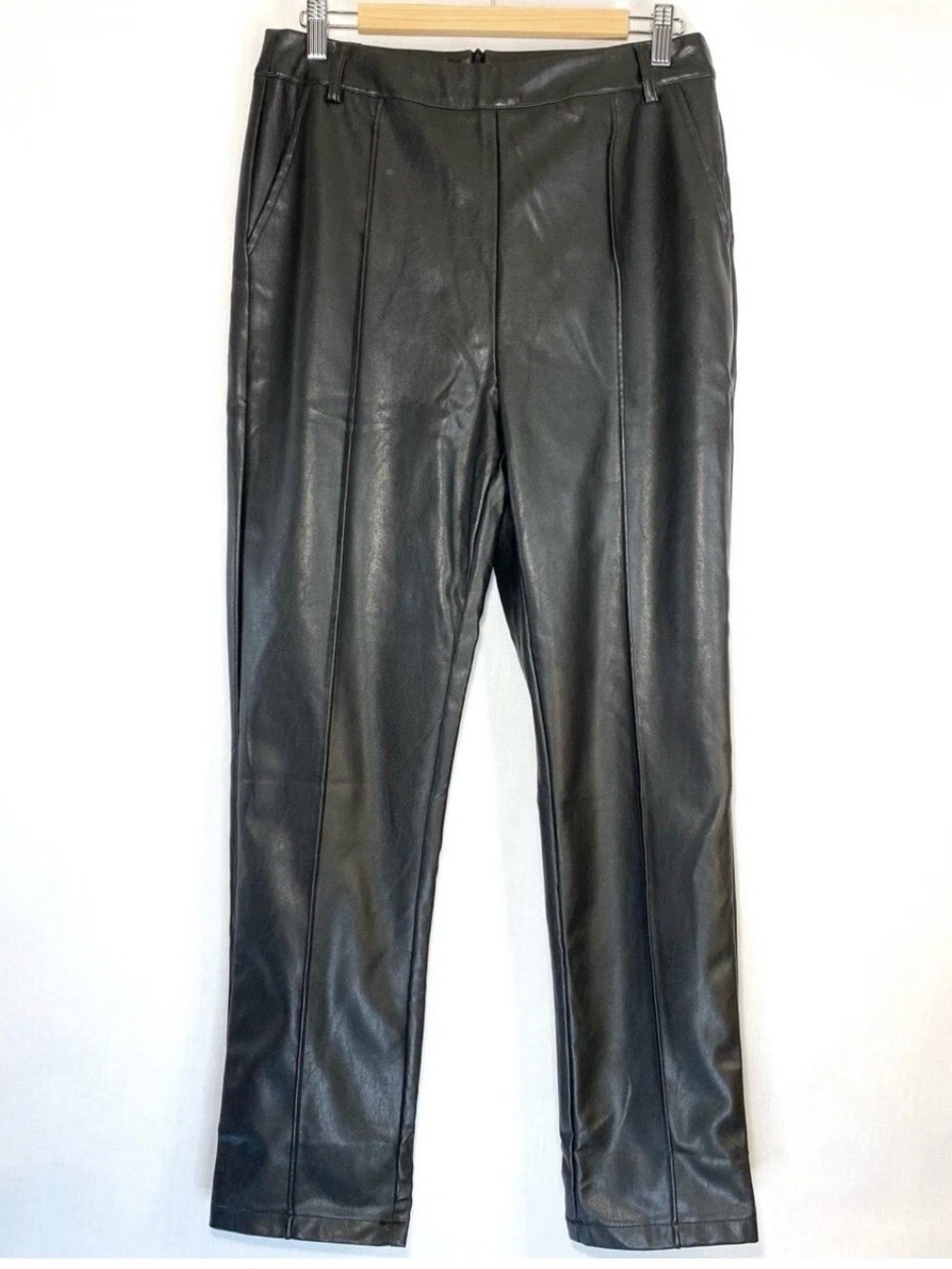 Shein Black Faux Leather Pants Size Large Back Zipper